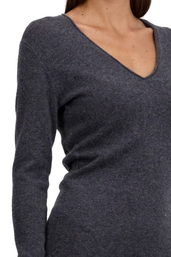 Balldiri 100% Kaschmir Damen Langarm V-Kleid 2-fädig - Balldiri & Windhound