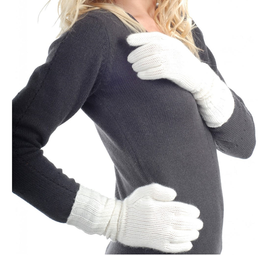 Balldiri 100% Kaschmir Damen Handschuhe 8 - fädig - ecru - Balldiri