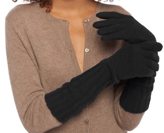 Balldiri 100% Kaschmir Damen Handschuhe 8 - fädig - Schwarz - Balldiri