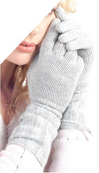 Balldiri 100% Kaschmir Damen Handschuhe 8 - fädig - hellgrau - Balldiri