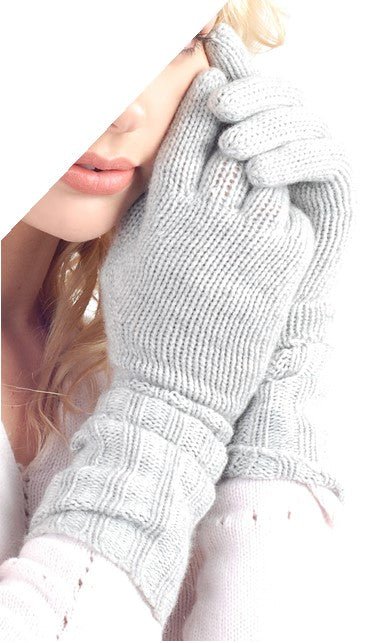 Balldiri 100% Kaschmir Damen Handschuhe 8 - fädig - hellgrau - Balldiri