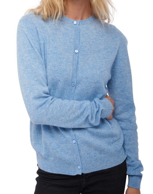 Balldiri 100% Kaschmir Damen Jacke 2 - fädig - hellblau meliert - Balldiri