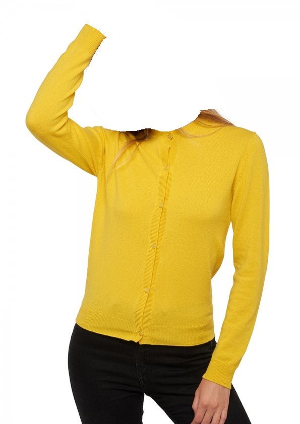 Balldiri 100% Kaschmir Damen Jacke 2 - fädig - Gelb - Balldiri