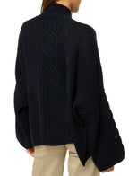 Balldiri 100% Kaschmir Damen Kimono Jacke Zopf 12 - fädig - nachtblau - Balldiri