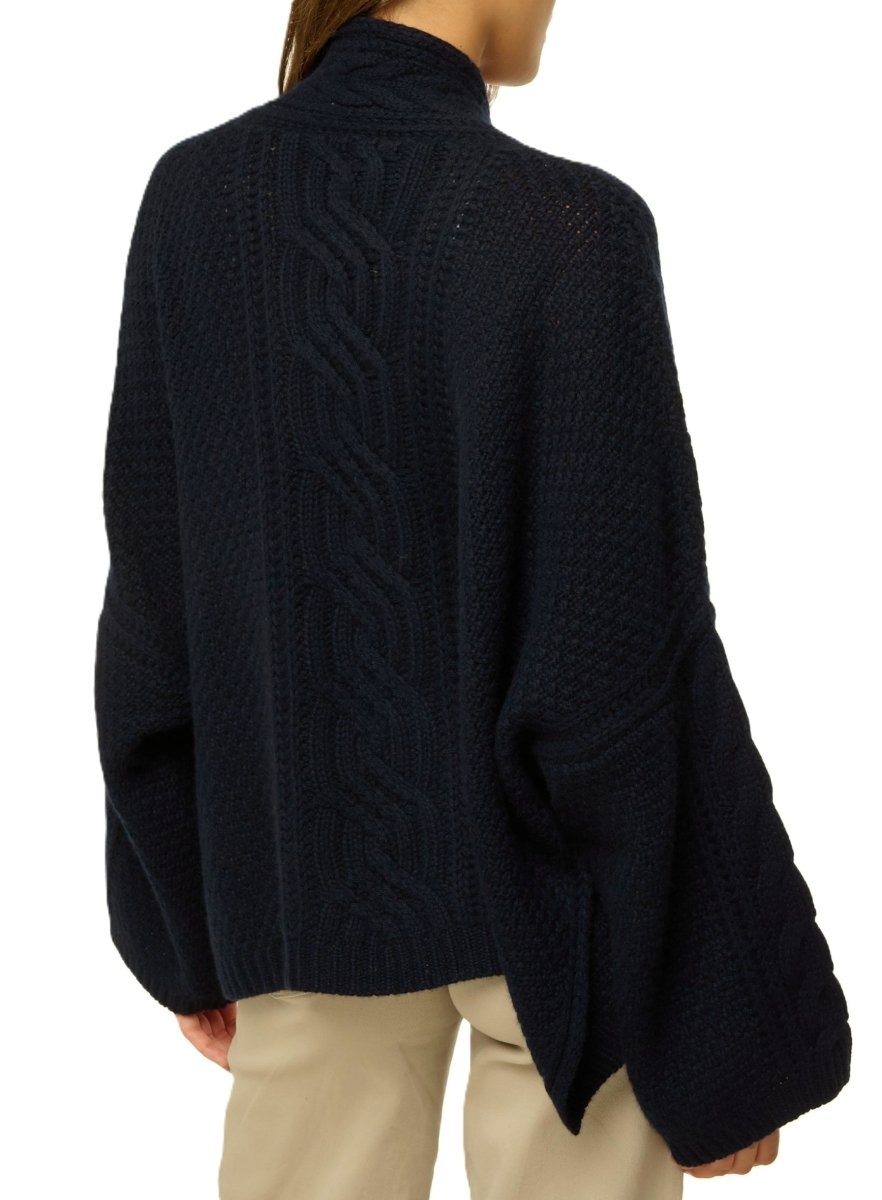 Balldiri 100% Kaschmir Damen Kimono Jacke Zopf 12 - fädig - nachtblau - Balldiri
