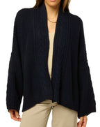 Balldiri 100% Kaschmir Damen Kimono Jacke Zopf 12 - fädig - nachtblau - Balldiri