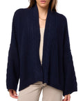 Balldiri 100% Kaschmir Damen Kimono Jacke Zopf 12 - fädig - nachtblau - Balldiri