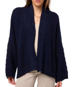 Balldiri 100% Kaschmir Damen Kimono Jacke Zopf 12 - fädig - nachtblau - Balldiri