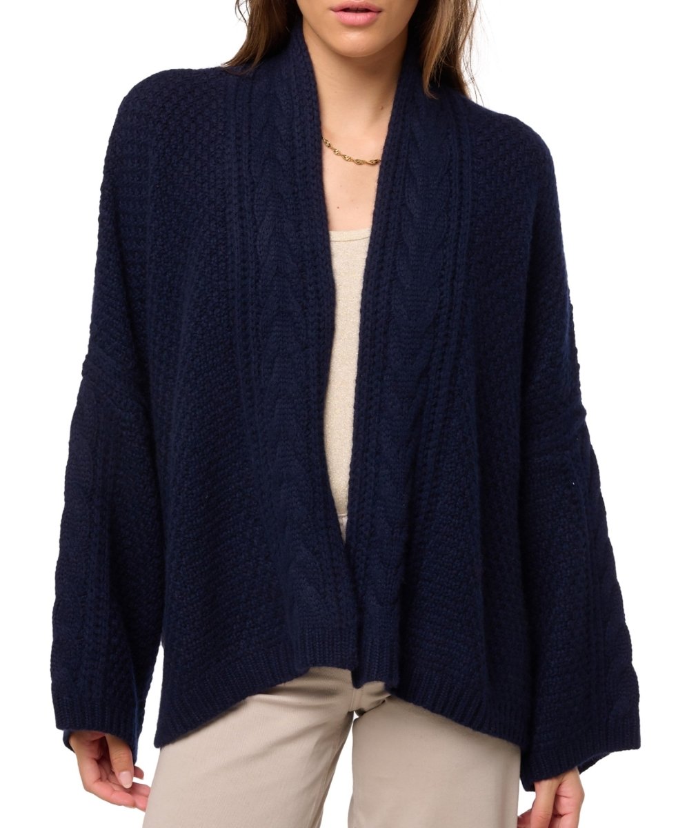 Balldiri 100% Kaschmir Damen Kimono Jacke Zopf 12 - fädig - nachtblau - Balldiri
