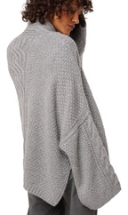 Balldiri 100% Kaschmir Damen Kimono Jacke Zopf 12 - fädig - grau - Balldiri