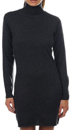 Balldiri 100% Kaschmir Damen Kleid Rollkragen 2 - fädig - anthrazit meliert - Balldiri