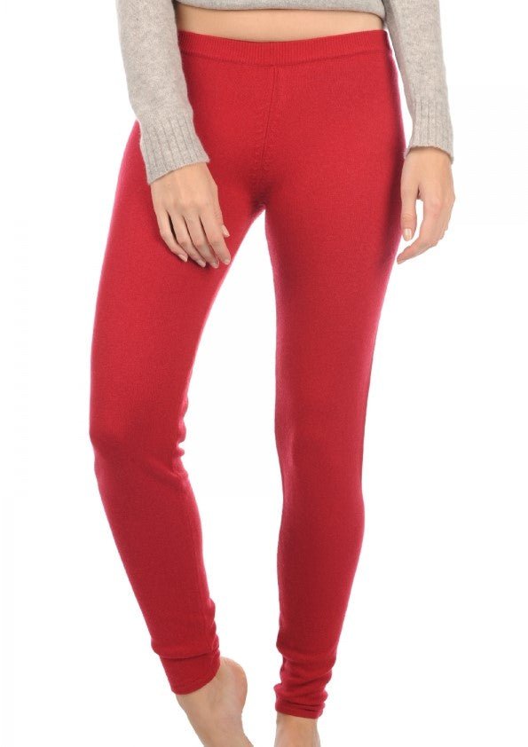 Balldiri 100% Kaschmir Damen Leggings 2 - fädig - rot - Balldiri