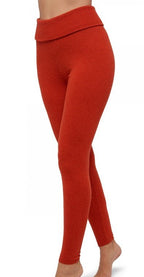 Balldiri 100% Kaschmir Damen Leggings mit breitem Bund - 2 - fädig - paprika - Balldiri