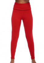 Balldiri 100% Kaschmir Damen Leggings mit breitem Bund - 2 - fädig - rot - Balldiri
