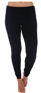 Balldiri 100% Kaschmir Damen Leggings mit breitem Bund - 2 - fädig - schwarz - Balldiri