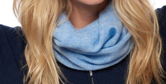 Balldiri 100% Kaschmir Damen Loop 2 - fädig - himmelblau meliert - Balldiri