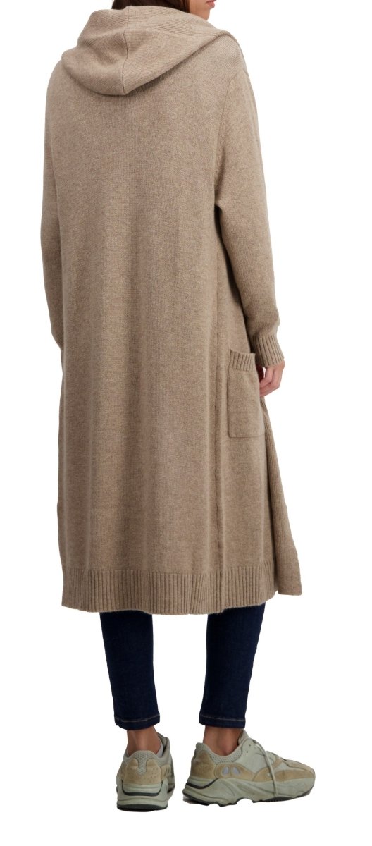 Balldiri 100% Kaschmir Damen Mantel mit Kapuze und Schalkragen 4 - fädig - natrubraun - Balldiri