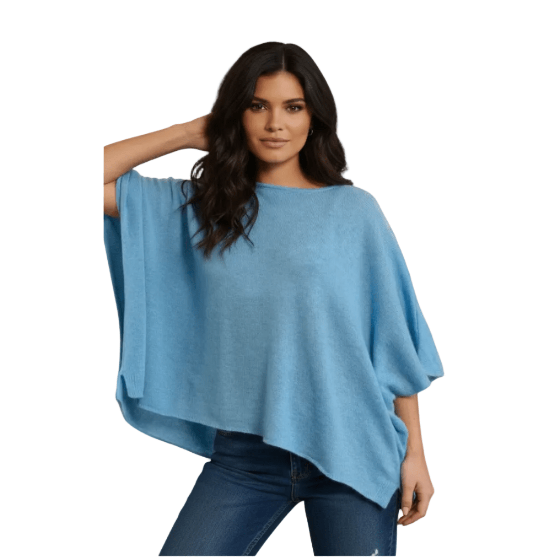 Balldiri 100% Kaschmir Damen Poncho 2 - fädig - nachtblau - Balldiri