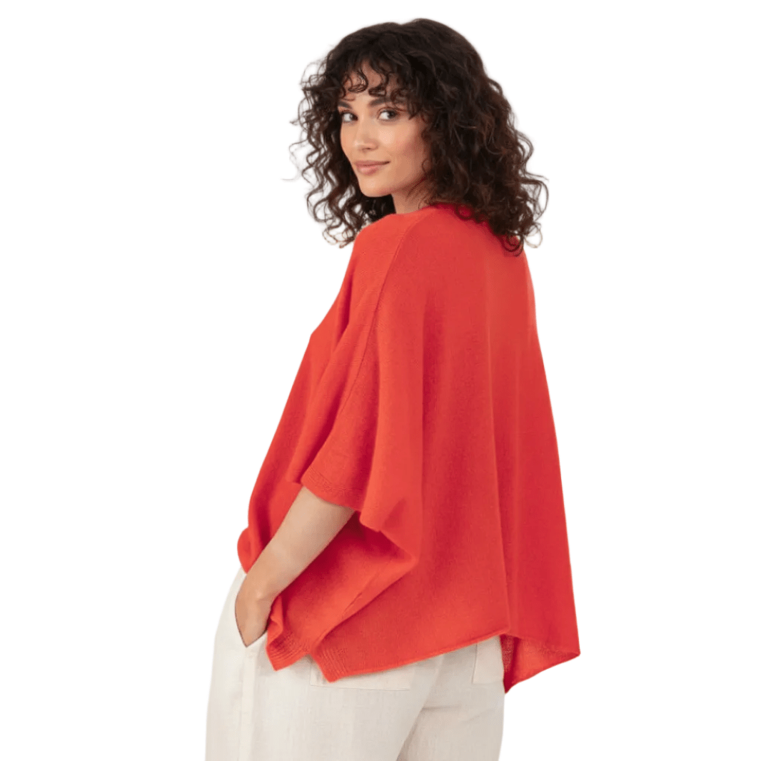 Balldiri 100% Kaschmir Damen Poncho 2 - fädig - naturbraun - Balldiri
