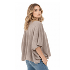 Balldiri 100% Kaschmir Damen Poncho 2 - fädig - naturbraun - Balldiri