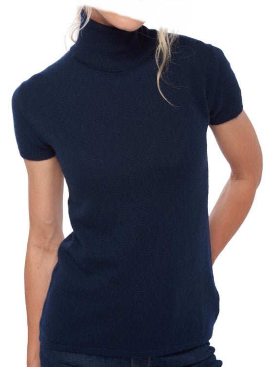 Balldiri 100% Kaschmir Damen Pullover Rollkragen 2 - fädig - Nachtblau - Balldiri