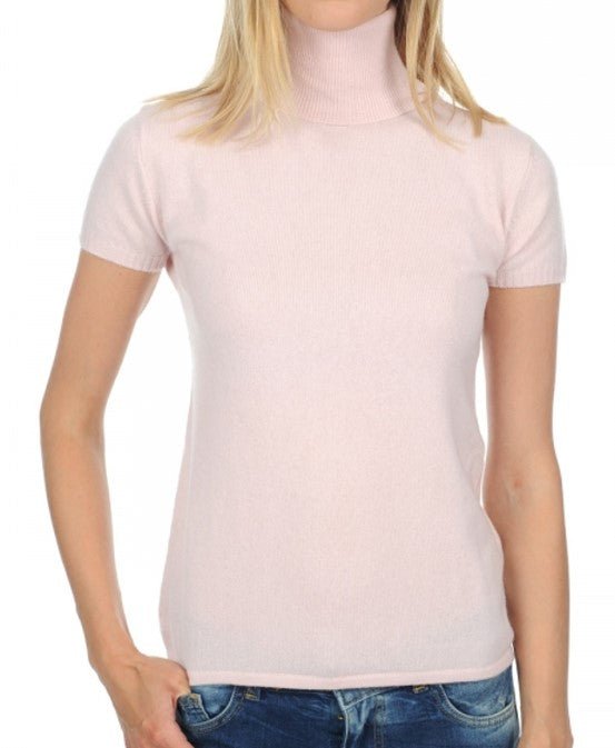Balldiri 100% Kaschmir Damen Pullover Rollkragen 2 - fädig - zartrosa - Balldiri