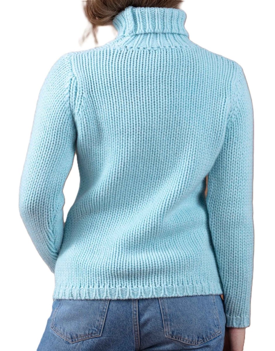 Balldiri 100% Kaschmir Damen Pullover Rollkragen 28 - fädig - himmelblau - Balldiri