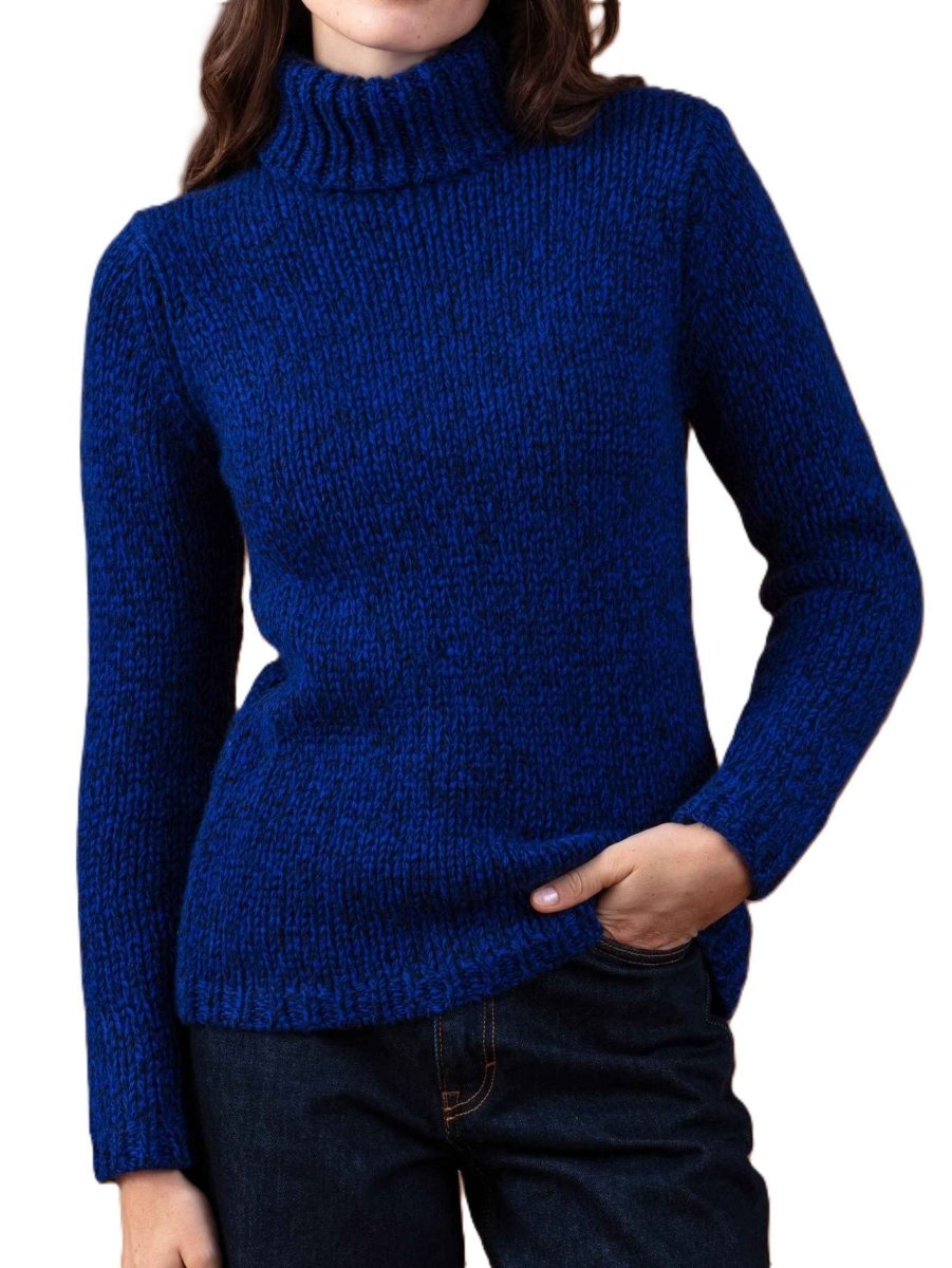 Balldiri 100% Kaschmir Damen Pullover Rollkragen 28 - fädig - nachtblau/lila - Balldiri