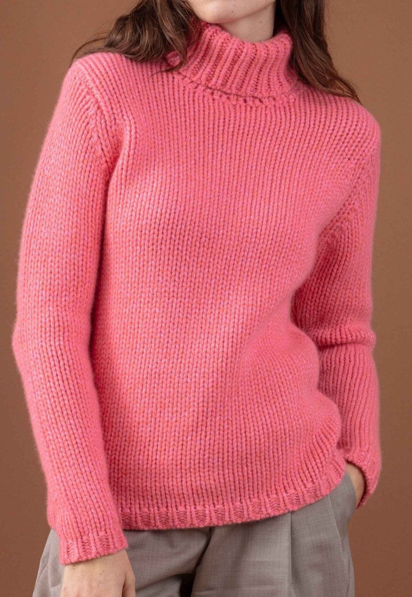 Balldiri 100% Kaschmir Damen Pullover Rollkragen 28 - fädig - peach/rosa - Balldiri