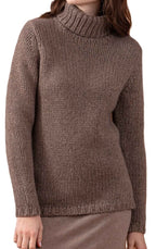Balldiri 100% Kaschmir Damen Pullover Rollkragen 28 - fädig - natur/braun - Balldiri