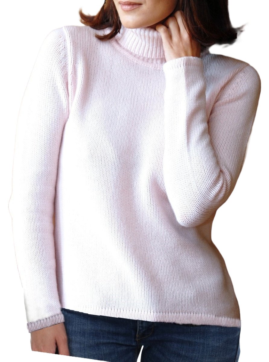 Balldiri 100% Kaschmir Damen Pullover Rollkragen 8 - fädig - zartrosa - Balldiri