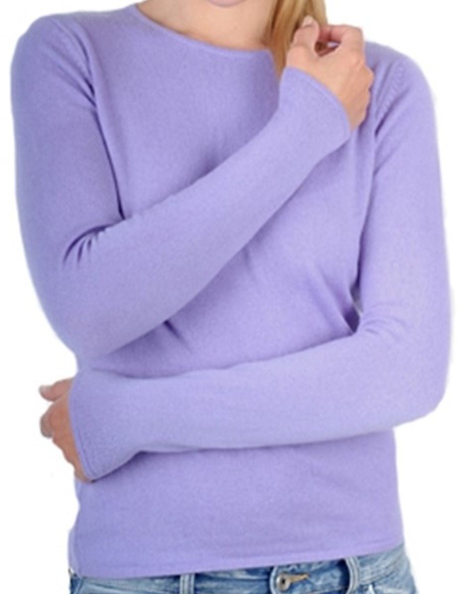 Balldiri 100% Kaschmir Damen Pullover Rundhals 2 - fädig - lavendel - Balldiri