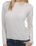 Balldiri 100% Kaschmir Damen Pullover Rundhals 2 - fädig - weiß - Balldiri