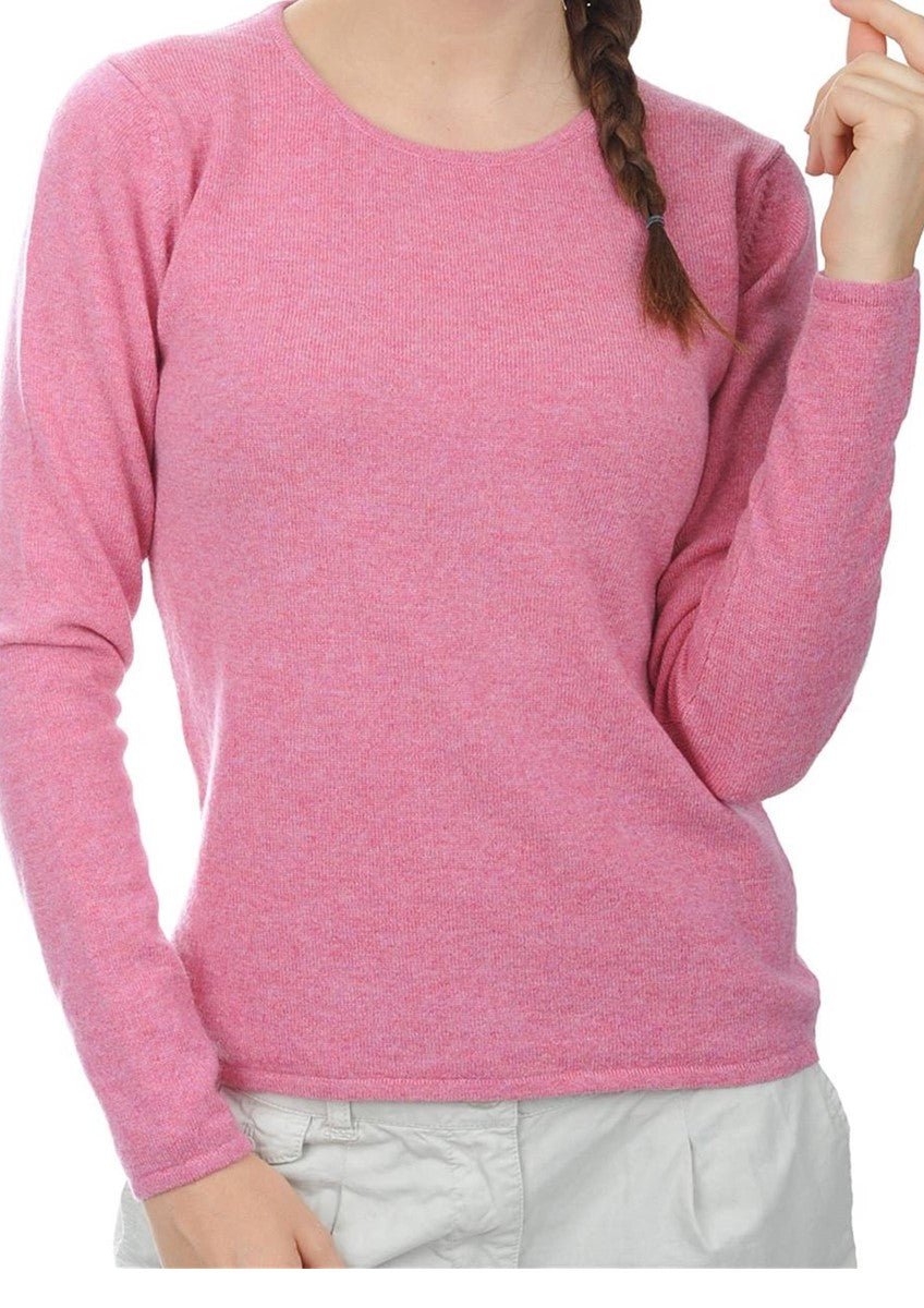 Balldiri 100% Kaschmir Damen Pullover Rundhals 2 - fädig - rosa - Balldiri