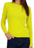Balldiri 100% Kaschmir Damen Pullover Rundhals 2 - fädig - zitronengelb - Balldiri
