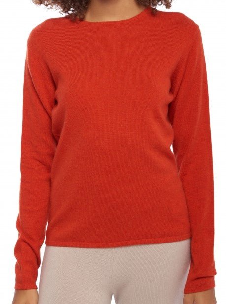 Balldiri 100% Kaschmir Damen Pullover Rundhals 2 - fädig - paprika - Balldiri