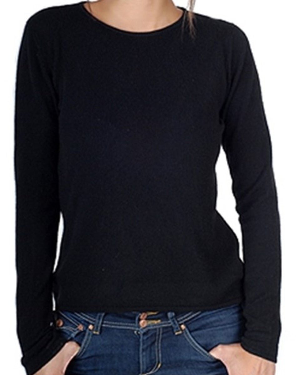Balldiri 100% Kaschmir Damen Pullover Rundhals 2 - fädig - schwarz - Balldiri