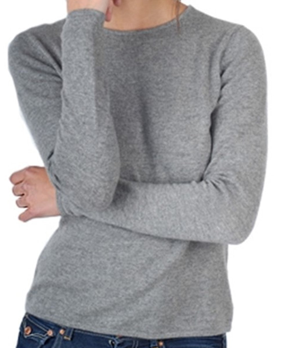 Balldiri 100% Kaschmir Damen Pullover Rundhals 2 - fädig - grau - Balldiri