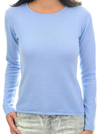 Balldiri 100% Kaschmir Damen Pullover Rundhals 2 - fädig - himmelblau - Balldiri
