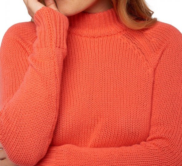 Balldiri 100% Kaschmir Damen Pullover Stehkragen 8 - fädig - koralle - Balldiri