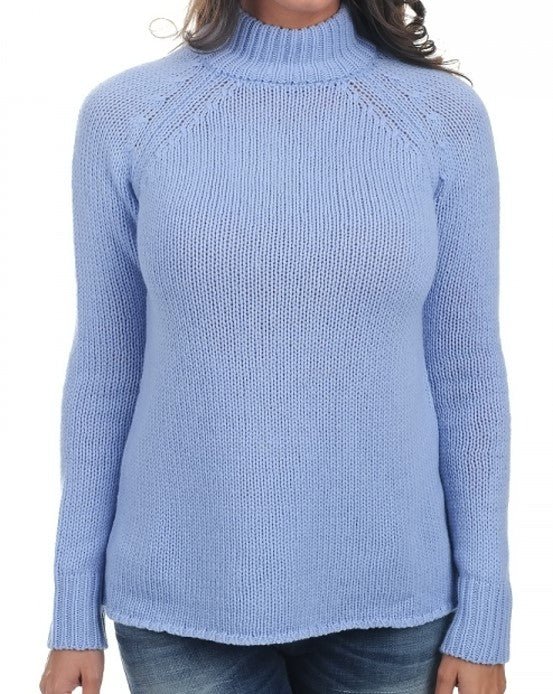 Balldiri 100% Kaschmir Damen Pullover Stehkragen 8 - fädig - himmelblau - Balldiri