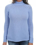 Balldiri 100% Kaschmir Damen Pullover Stehkragen 8 - fädig - himmelblau - Balldiri