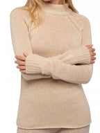 Balldiri 100% Kaschmir Damen Pullover Stehkragen 8 - fädig - beige - Balldiri