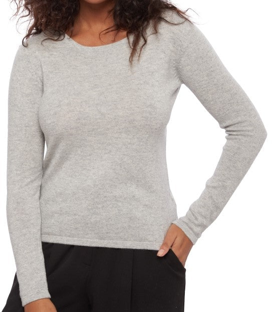 Balldiri 100% Kaschmir Damen Pullover U - Boot 2 - fädig - hellgrau - Balldiri