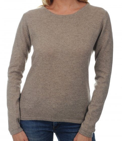 Balldiri 100% Kaschmir Damen Pullover U - Boot 2 - fädig - naturbraun - Balldiri