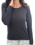 Balldiri 100% Kaschmir Damen Pullover U - Boot 2 - fädig - anthrazit - Balldiri