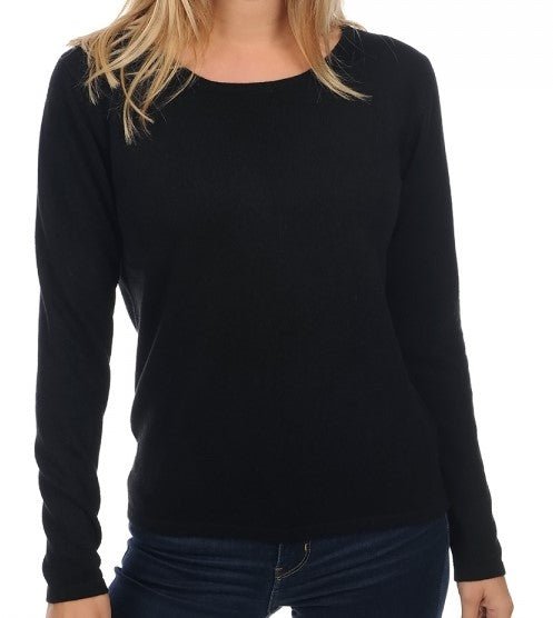 Balldiri 100% Kaschmir Damen Pullover U - Boot 2 - fädig - schwarz - Balldiri