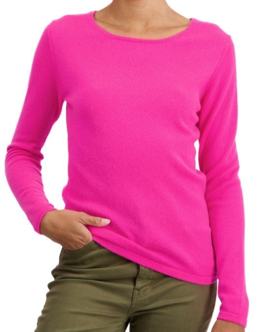 Balldiri 100% Kaschmir Damen Pullover U - Boot 2 - fädig - neon rosa - Balldiri