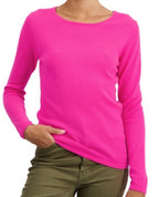 Balldiri 100% Kaschmir Damen Pullover U - Boot 2 - fädig - neon rosa - Balldiri