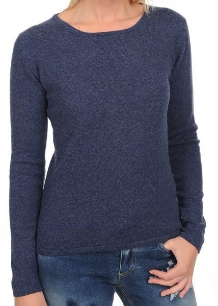 Balldiri 100% Kaschmir Damen Pullover U - Boot 2 - fädig - indigo - Balldiri